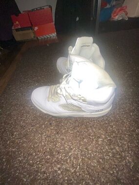 Jordan White and Cream High-Top Sneakers